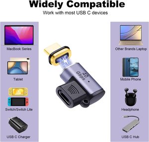 Từ 90 độ <span class=keywords><strong>USB</strong></span> C Adapter góc bên phải <span class=keywords><strong>USB</strong></span>-C Nam để <span class=keywords><strong>USB</strong></span>-C nữ PD 100W phí 40Gbps kết nối cho MacBook Pro/không khí - Product Image 5