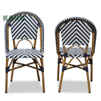 Balcon Aluminium Chaises de salle à manger en osier Siège de salle à manger Métal Beach Cane Beach Woven Roped Ratan Patio Outdoor Rattan Garden Chair