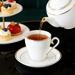 Juego de tazas de café de porcelana china con platillo, tazas de cerámica blanca para té, 220 ml - Product Image 1