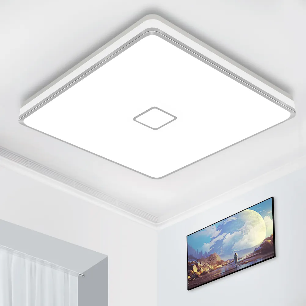 Modern Minimalist Indoor LED Ceiling Light Fixtures 3000K/4000K/5000K Square Bedroom Ceiling Lamp 24W