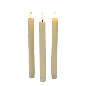 Real Wax Wedding Electric Flickering Flameless Faux Battery Operated Led Taper Candle Light With 3D Real Flame