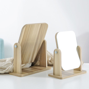 Gadis penggunaan rumah cermin rias kayu meja rias bingkai kayu cermin berputar dengan fitur pribadi - Product Image 5