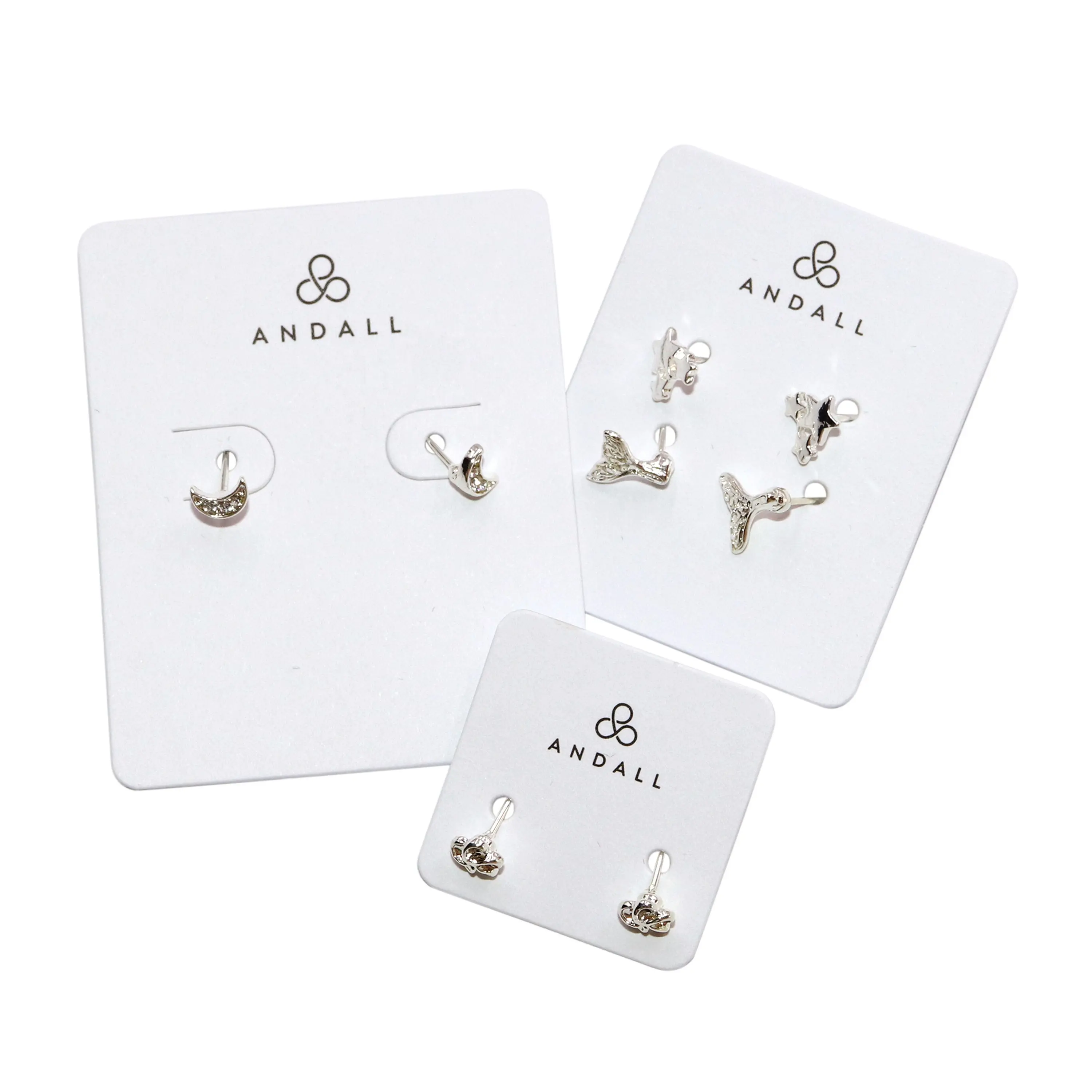 Custom white paper card for jewelry necklace earring holder punch packaging display cards with LOGO printed