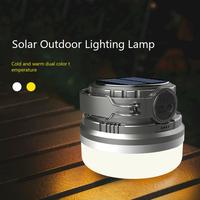 Lampe de camping solaire multifonctionnelle pour l'extérieur, 600 lumens, lanterne de type C rechargeable, projecteur solaire LED avec crochet