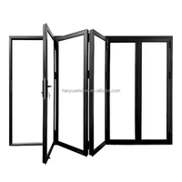 Porte accordéon en aluminium à rupture de pont thermique, double vitrage trempé, porte coulissante pliante extérieure, porte patio pliante