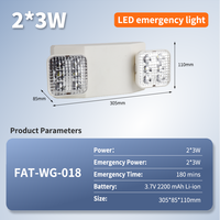 Lampe de secours LED à double spot CE 2x3W, batterie au lithium 3H, montage mural, rechargeable
