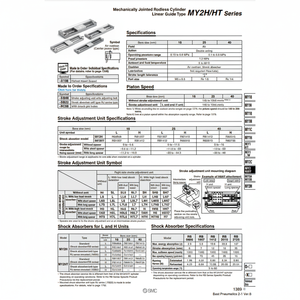 Cilindro sin vástago de SMC Pneumatics, categoría de producto articulado mecánicamente con el - Product Image 1