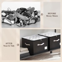 Boîte de rangement pliable transparente à trois couches, durable et portable, pour chaussures et vêtements, avec poignée, pour armoire et salon, 20-35L