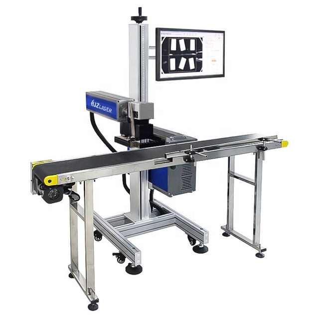 30W Customized Flying Visual Auto Positioning System CCD Camera Laser Marking Machine Conveyor Belt Radiator Cover Ear Tag Seal