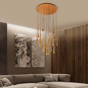 <span class=keywords><strong>Lustre</strong></span> de plafond <span class=keywords><strong>à</strong></span> <span class=keywords><strong>pampilles</strong></span> de luxe, prix direct d'usine, couleur or, salon moderne, luminaire suspendu LED - Product Image 2