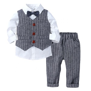 Nouvel ensemble de vêtements pour enfants automne-printemps, costume de <span class=keywords><strong>gentleman</strong></span> à manches longues pour bébés garçons, ensemble 3 pièces chushi - Product Image 1