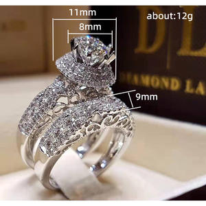 Anillo de Diamantes de Oro Blanco para Mujer Diamond La, Corte Brillante Redondo, Diamante Natural, Anillo de Compromiso, Color G, DJ035 - Product Image 5