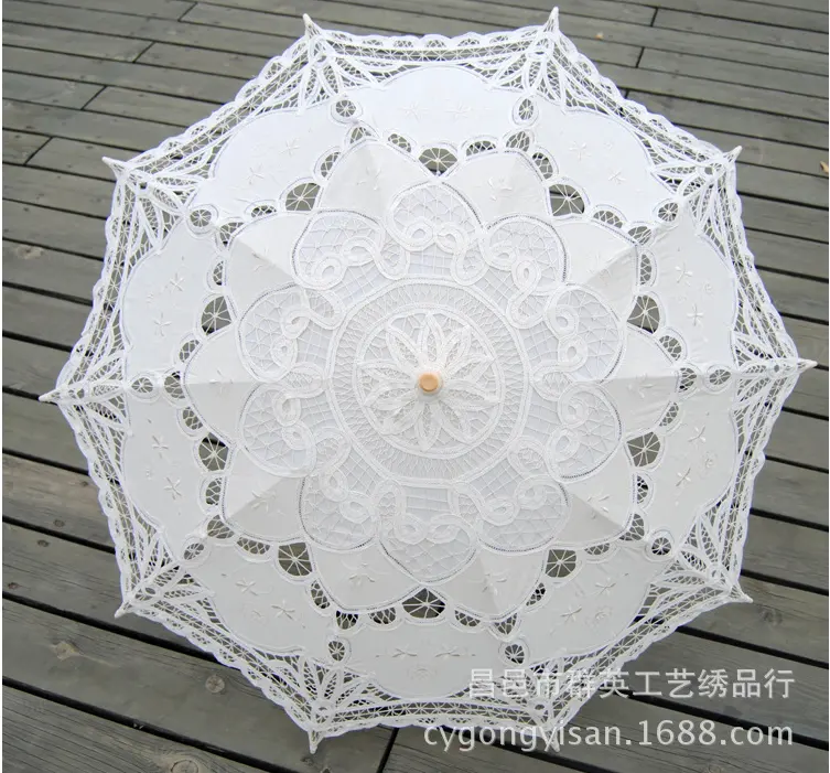 Toptan düğün şemsiye antika battenburg dantel düğün şemsiye ve fan seti şemsiye ve yeni desen sevgililer hediye şemsiye