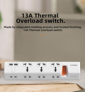 New Arrivals PRIMA Overload Protector Multiple <b>Socket</b> Electrical <b>Extension</b> <b>Socket</b> Power Strip with 4 USB Fast Charge - Product Image 3