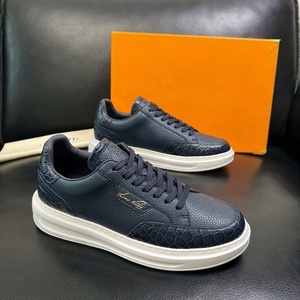 Baskets plateforme en cuir grain croco de haute qualité pour hommes, style designer, à lacets, semelle épaisse, chaussures décontractées et habillées pour le printemps et l'automne - Product Image 4
