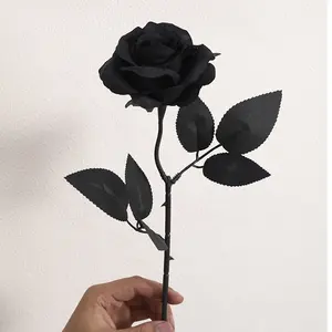 C-103 mudah dipasang, bunga mawar buatan warna hitam 50cm untuk upacara dan dekorasi pernikahan rumah