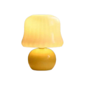 Lámpara de Mesa con Forma de Hongo, Color Crema Amarillo, Casquillo E27, Fuente de Alimentación, Luz Ambiental, Lámpara de Noche para Dormitorio - Product Image 4