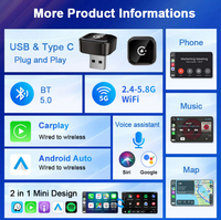 Adaptador Inalámbrico Universal para Carplay y Android Auto, Dongle para Coche, Mini Caja Linux, Adaptador para Apple, Toyota, Hyundai, Somata