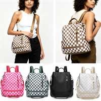 Sac à dos antivol à carreaux personnalisé avec logo, sac à bandoulière pour femme, sac à main à carreaux tendance pour femme, sacs à main pour le voyage et le travail