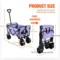 Chariot pliable robuste avec grandes roues, construction solide, intérieur spacieux, chariots roulants réglables