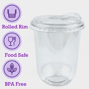 Gobelets en plastique transparent PET avec couvercles, logo personnalisé imprimé, 10/12/14/16/18/20 oz, fond en U, paroi simple, diamètre 90 mm, pour café glacé - Product Image 2