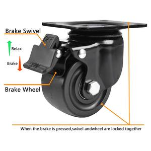 2 Zoll 2,5 Zoll 3 Zoll 1000kg Hochleistungs-Industrie 3 "Durchmesser Verriegelung Lenk rollen Rollen rad Kunststoff Nylon Rollen - Product Image 3