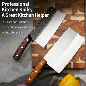 Couteau de cuisine forgé à la main 2 en 1, trancheur et hachoir, lame 4Cr13, manche en bois durable, couteau de chef professionnel pour la maison et les restaurants - Product Image 6