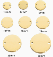 Breloques rondes en acier inoxydable à deux trous, personnalisables par gravure, pour bracelet, pendentif disque rond vierge