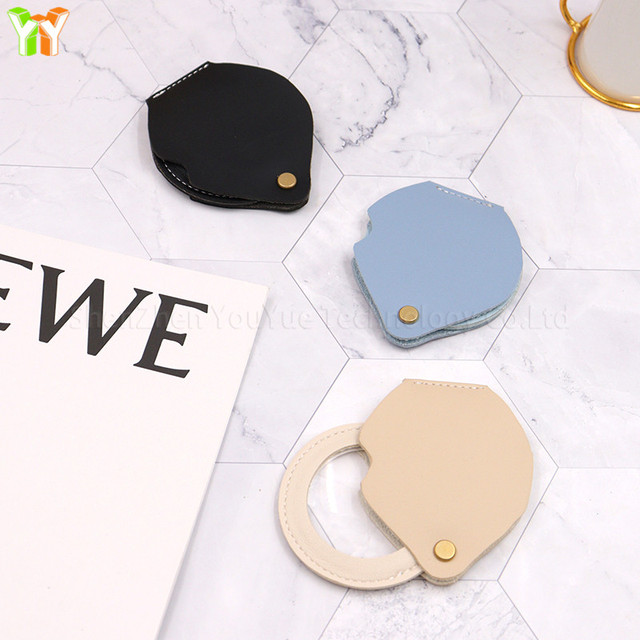 Portable PU Leather Magnifying Glass Holder Enlarge Mirror Holster Round Mini Screen Magnifier Cover Case