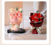 Rose éternelle réaliste et délicate de haute qualité, faite à la main, en forme de fleur, sous cloche en verre, cadeau pour la Fête des Mères, avec réduction en gros