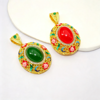 Pendentifs ovales en alliage de zinc, style cour multiple, émail ajouré, motif floral, incrustation de résine, pour la fabrication de bijoux et colliers tendance