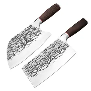 2023 नई शैली हाथ-जाली उच्च कार्बन पहने स्टील कसाई रसोई के चाकू महाराज रसोई के चाकू लकड़ी के हैंडल के साथ