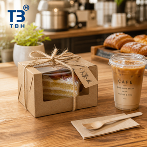 Proveedor Confiable de Cajas para Pastel de Papel Kraft de 6x4x3 Pulgadas, Caja con Ventana Transparente en Forma de L para Tienda de Postres, Mercado Nocturno, Cafetería, Soporte OEM y ODM - Product Image 4