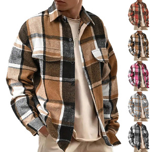 New <strong>Men's</strong> Vintage Loose Plaid Shirt <strong>Long</strong> Sleeves Anti-Wrinkle Single Breasted Button Jacket <strong>Coat</strong> Casual <strong>for</strong> Spring Autumn - Product Image 3