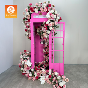 Sunwedding Nouveau Meilleur vendeur Coureur de fleurs roses Coureur de fleurs artificielles décoratif et cabine téléphonique Coureur de fleurs artificielles - Product Image 1