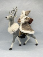 Figurines de Noël en gros : Renne, Père Noël, Gnome, avec paillettes argentées et garniture en fourrure, décorations de table festives statiques pour les fêtes, articles d'artisanat