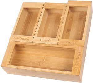 Bamboo Organizer Drawer Bambooorganizerbamboo Food Storage Bamboo Ziplock Bag Organizer For Drawer
