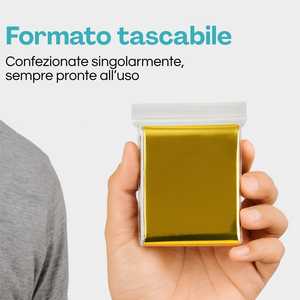 Coperta Isotermica 210x140 Cm per Soccorso, Sopravvivenza ed Emergenza, con Ritenzione di Calore, Oro e Argento - Product Image 3