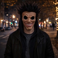 Masque en latex réaliste effrayant avec perruque noire à pointes sauvages, masque d'horreur intégral pour accessoires de costume de fête d'Halloween