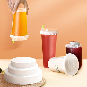 500 Pcs Trắng Leak-proof cup <span class=keywords><strong>cap</strong></span> Lót nắp, Vòng niêm phong miếng giấy không thấm nước tràn bằng chứng giấy cho nhựa uống cup 11cm - Product Image 1