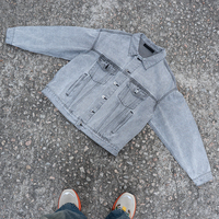 Sweat-shirt à capuche en denim de haute qualité, 100% coton, streetwear personnalisé, bouton de déconnexion, sweat-shirt d'hiver, acidulé