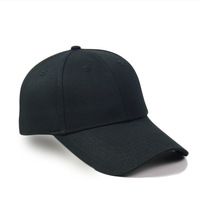 Sombrero negro con logotipo personalizado, sombrero negro, gorra construida de algodón 100%, gorra de béisbol con parte superior redonda