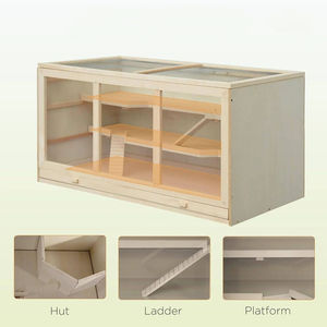 Cage à hamster en bois extra large, cage à rats à 3 étages avec toit ouvrant, fenêtre en PVC, <span class=keywords><strong>habitat</strong></span> pour petits animaux pour gerbilles nains - Product Image 2