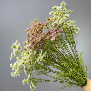 <span class=keywords><strong>Tige</strong></span> de fleur artificielle réaliste en dentelle, 5 têtes de fausse herbe de <span class=keywords><strong>bambou</strong></span> aquatique pour la décoration de mariage et de la maison - Product Image 2