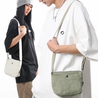 Nouveau sac bandoulière rétro petit format en polyester/toile délavée, fermeture éclair durable, idéal pour le travail et les trajets quotidiens, porte-téléphone simple