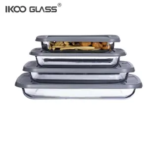 IKOO rechteckiges Glas-Bäckegeschirr mit Deckel 9 x 13 Glasgeschirr für Pfannen und Geschirr Ofen-Sicher