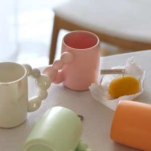 Mug à café expresso en céramique style Sweet Ins, ondulé, décoration intérieure pastel, café maison, style coréen esthétique - Product Image 4