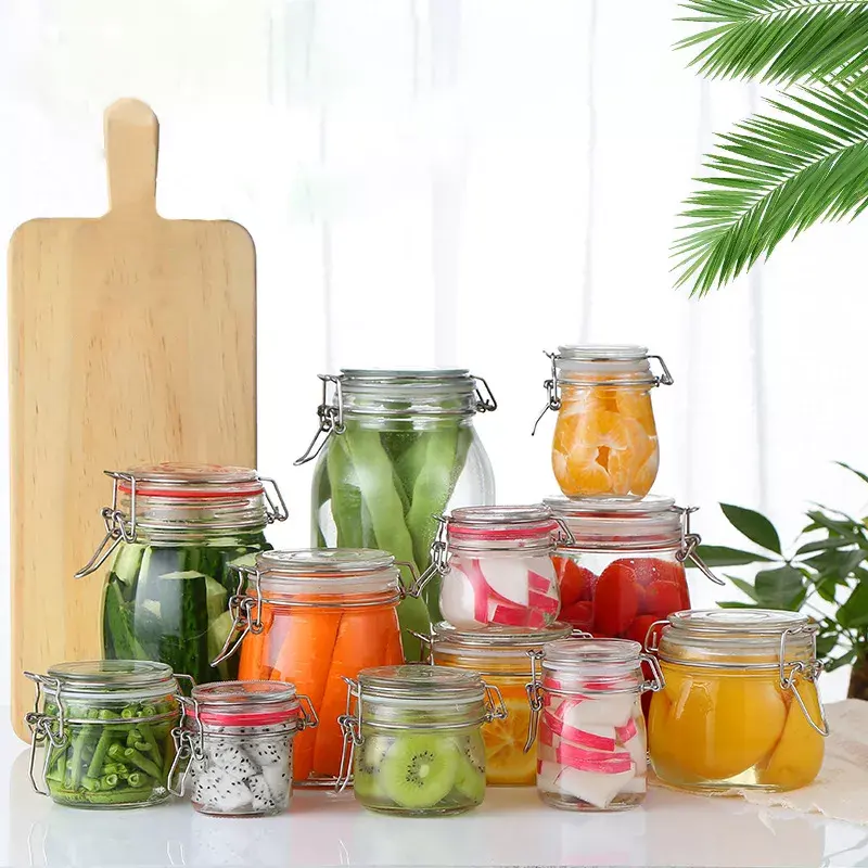 Hand made high quality borosilicate glass storage jars airtight storage container kitchens sets glass jar set