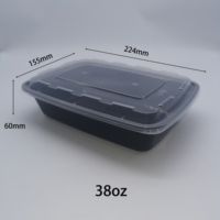 Contenants alimentaires en plastique noirs rectangulaires de style américain, pour préparation de repas au micro-ondes, étanches, sans BPA, empilables, réutilisables avec couvercles