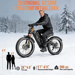 Vélo électrique tout-terrain de type montagne, double suspension, freins à disque hydrauliques, pneus larges, pour aventures en plein air et tous terrains - Product Image 4